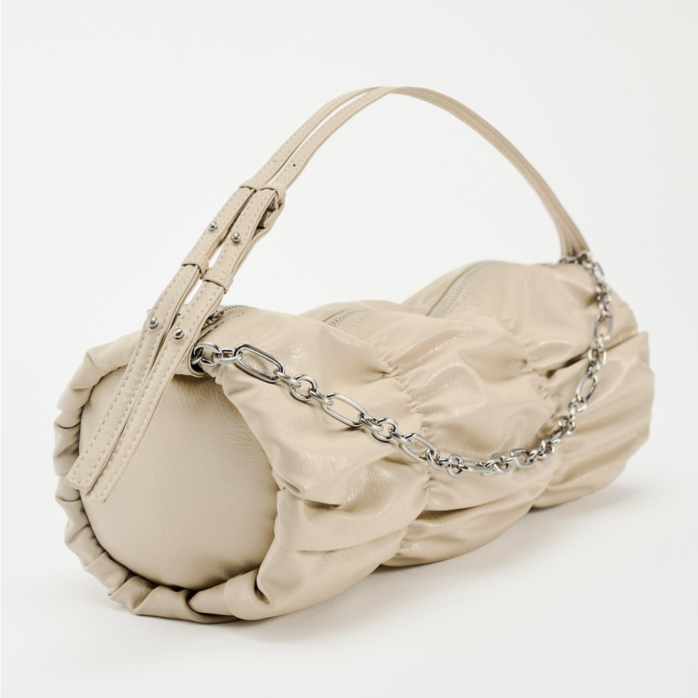 NWT Zara Woman Accessories Ruched Shoulder Bag Purse Chain